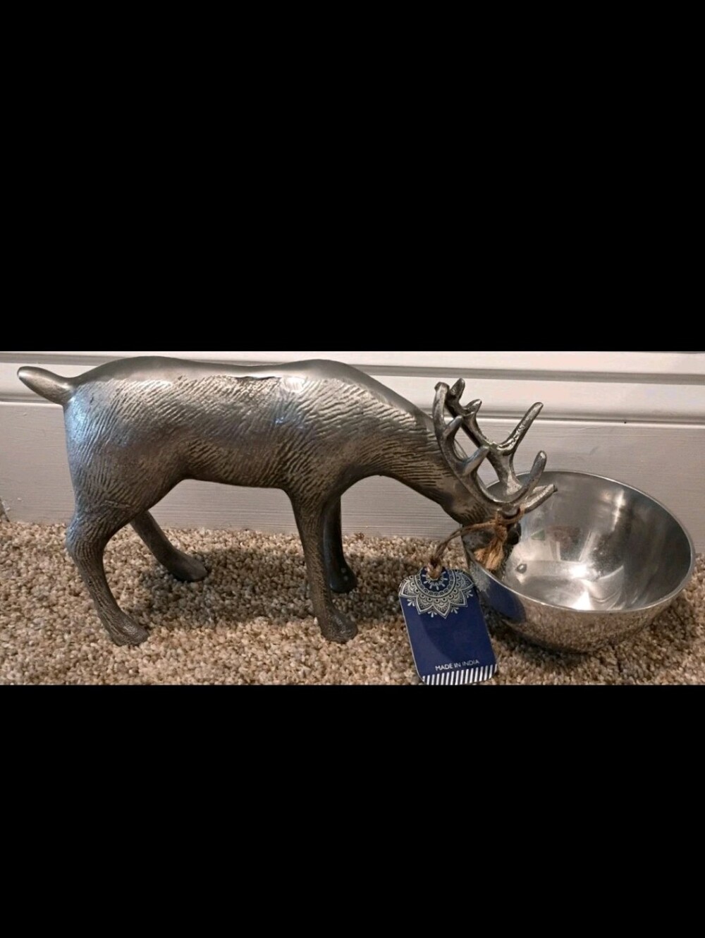 Aspen Home Pewter Stag Deer Eating Candy Dish Table Decor Made In India Heavy